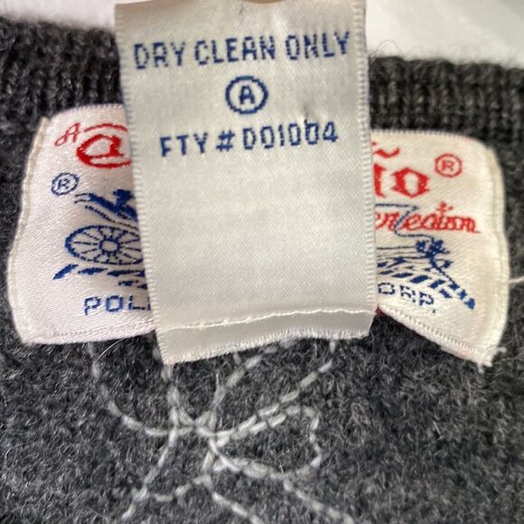 Vintage Tally Ho Embroidered Wool Button Front Cardigan Sweater Long Sleeve Warm - Picture 6 of 15